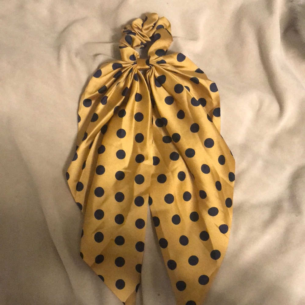 Gold polka dot hair scarf